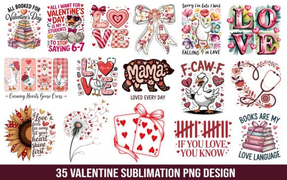 35 Valentine Sublimation Design PNG Graphics for T-Shirt Designs
