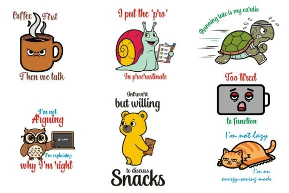 Funny Quote Animals SVG Bundle for Graphics and Flyers Amp