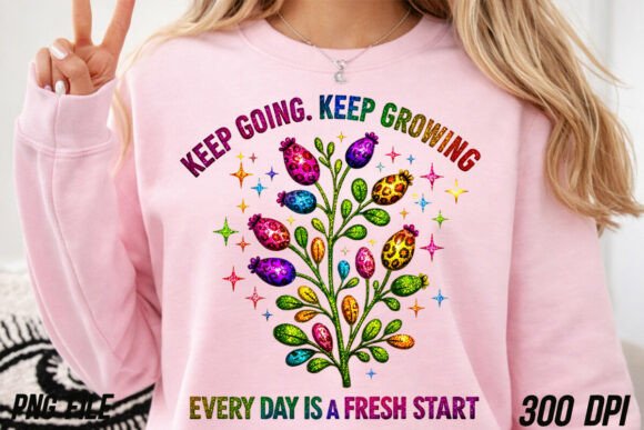 Glitter Keep Going Wildflower Graphics for T-Shirt Designs