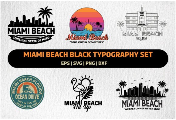 Miami Beach Typography Graphics for T-Shirts