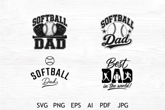 Softball Dad SVG Quote Bundle for T-Shirt Designs
