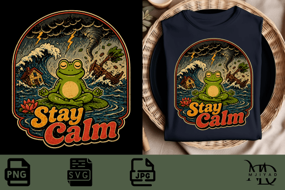 Stay Calm 🧘♂️ Minimal Quote PNG SVG — Graphics for T-Shirt Designs
